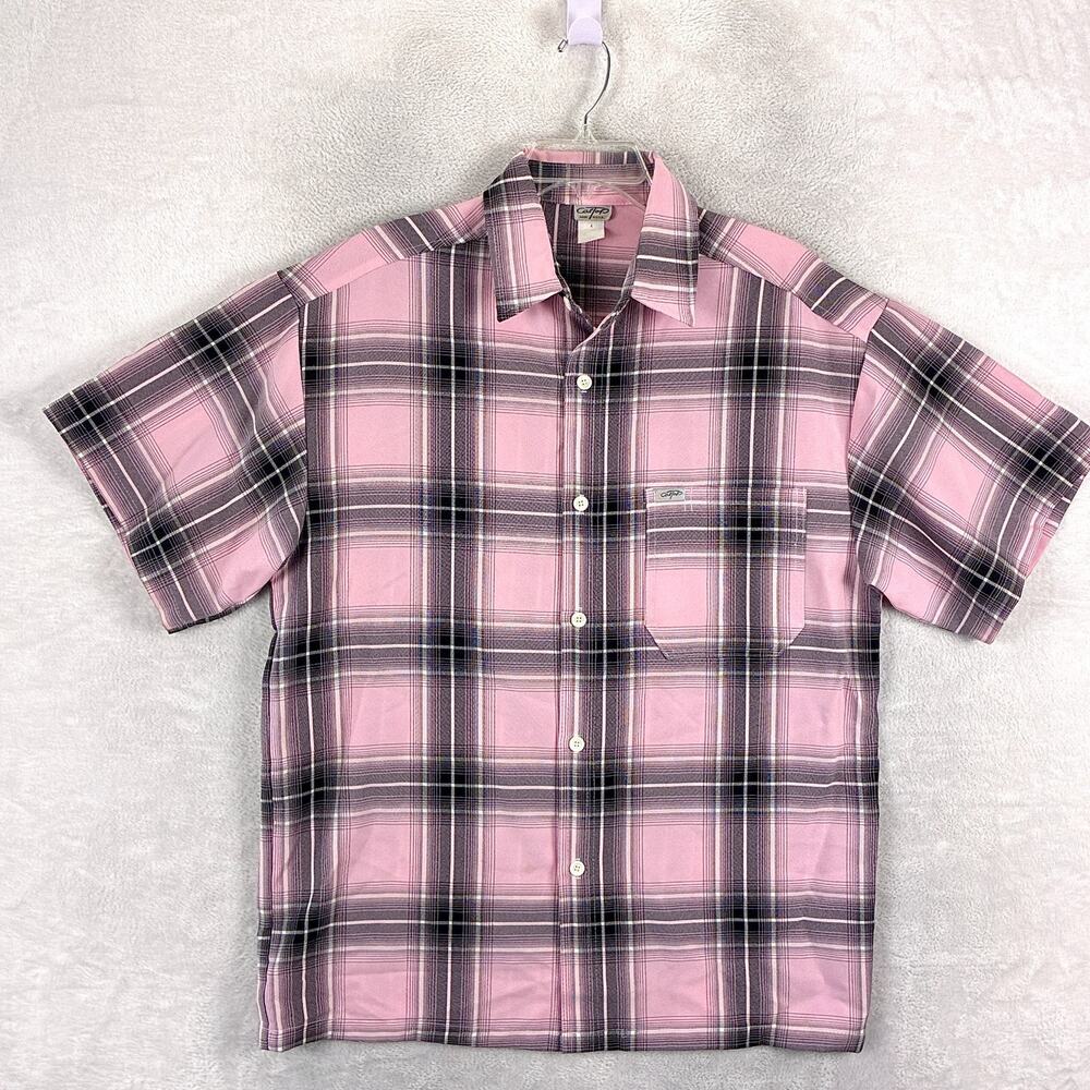 Vintage CalTop Shirt Men M Pink Plaid Flannel Streetwear Hip Hop LA 90s USA